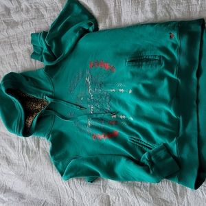 Roxy XL Teal fuzzy hooded sweat shirt